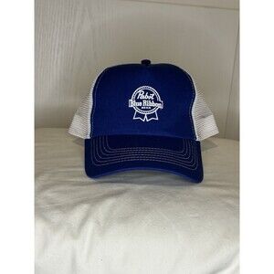 Pabst Blue Ribbon‎ Mesh Trucker Hat Snapback Blue White PBR Beer Cap